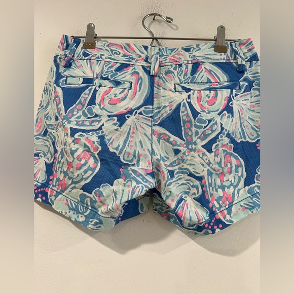 Lilly Pulitzer  print Bay Blue Into the Deep Callahan Shorts Size 0 - Picture 3 of 13